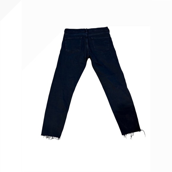 Zara Premium Denim Jeans Studded Embellished Frayed Hem Black - Picture 2 of 6